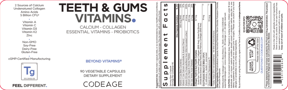 Teeth & Gums Vitamins, 90 Capsules