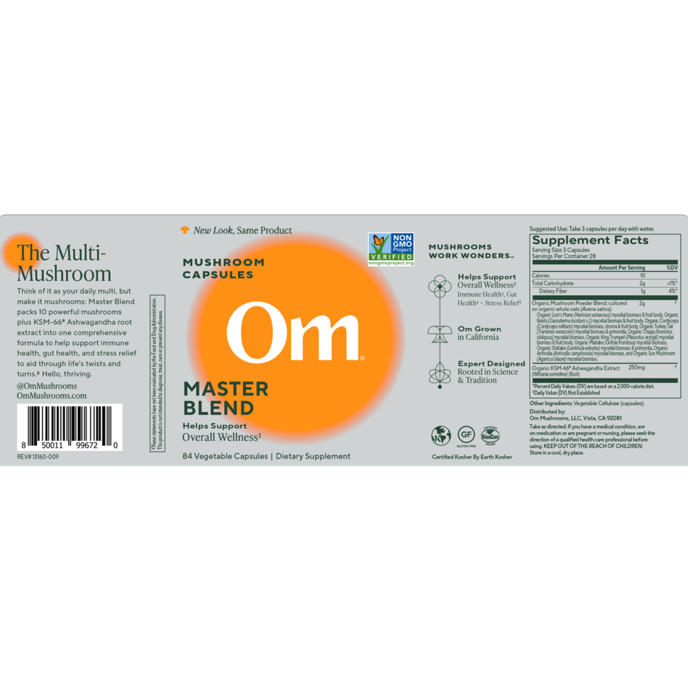 Mushroom Master Blend, 80 caps , Brand_OM Organic Mushroom Nutrition Form_Capsules