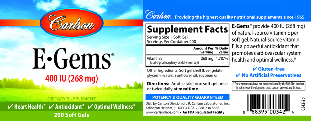 E-Gems® 400IU, 200 Softgels