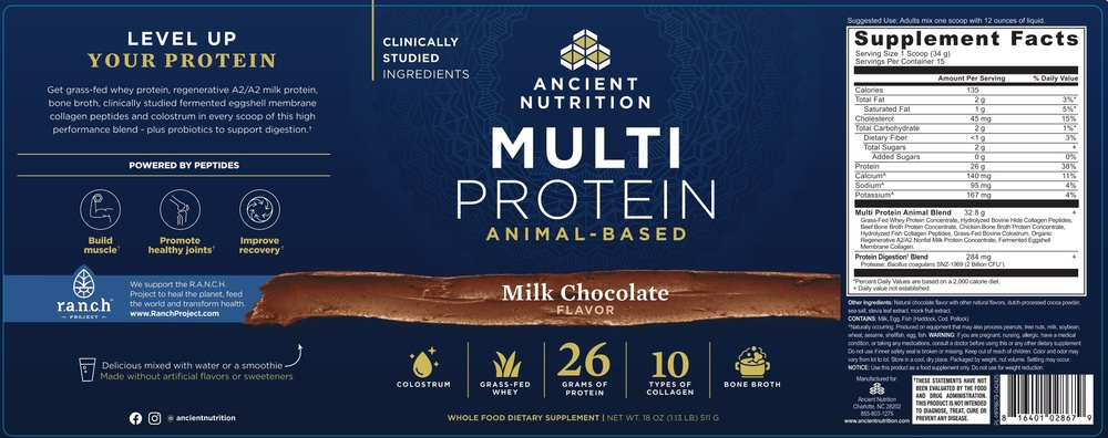 Ancient Nutrition Multi Protein - Milk Chocolate - back