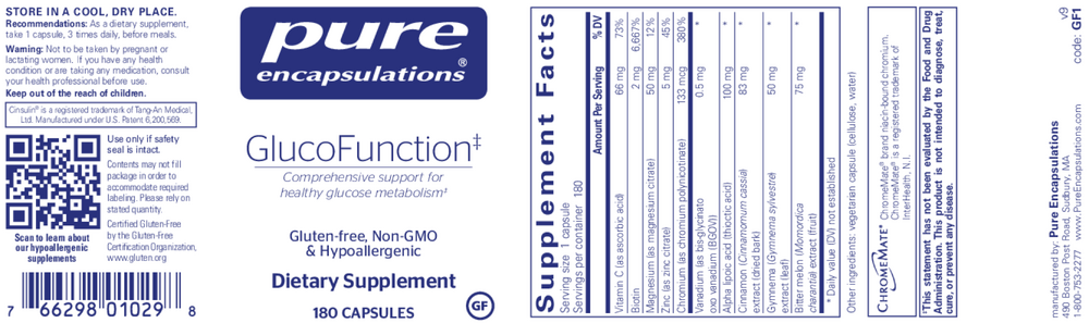 GlucoFunction, 180 Capsules , Brand_Pure Encapsulations caps Emersons