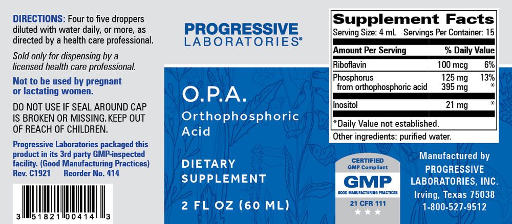 O.P.A., 60 Milliliters , Brand_Progressive Labs Form_Liquid liquid Requires Consultation Size_60 Milliliters
