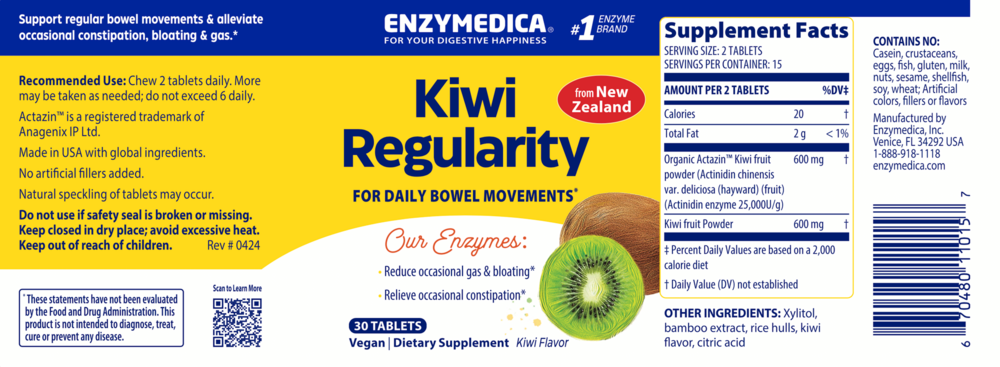 Kiwi Regularity Chewables, 30 Chewable Tablets