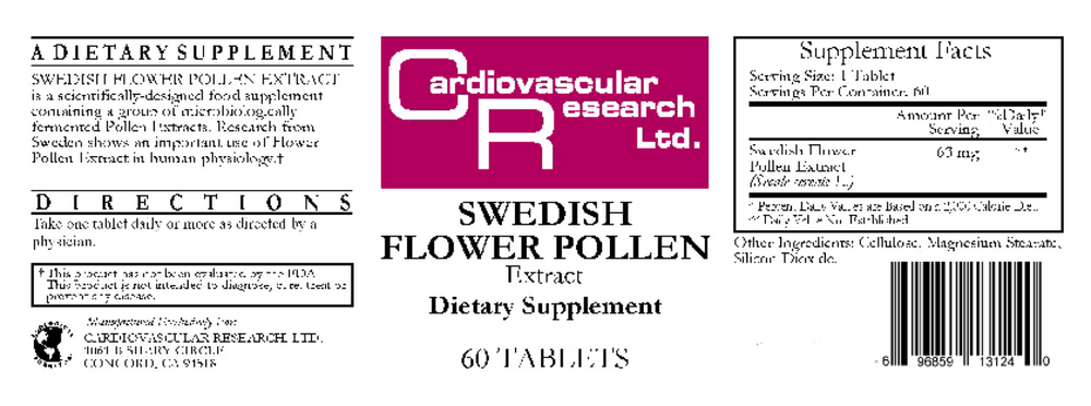 Swedish Flower Pollen 63mg, 60 Tablets