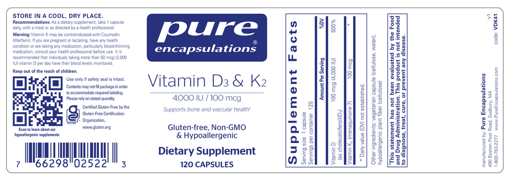 Vitamin D3 & K2, 120 Capsules , Brand_Pure Encapsulations Form_Capsules Requires Consultation Size_120 Capsules
