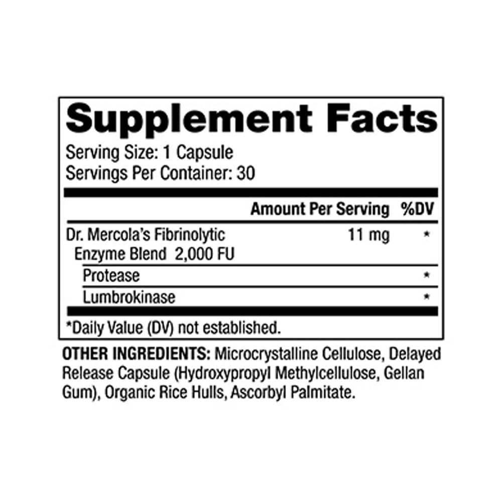 Lumbrokinase enzymes, 40mg, 30 caps