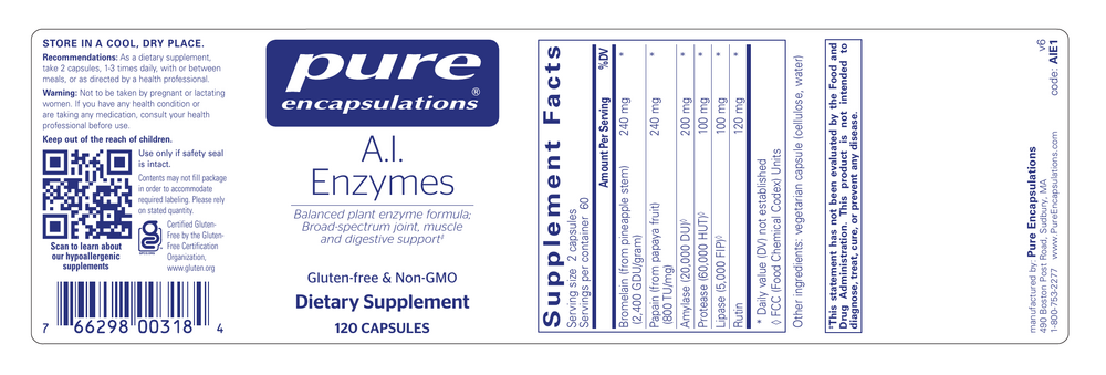 A.I. Enzymes, 120 Capsules , Brand_Pure Encapsulations Form_Capsules Requires Consultation Size_120 Capsules