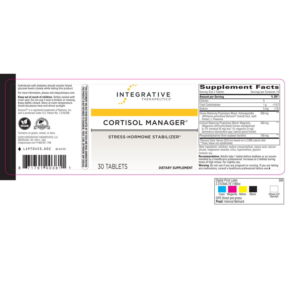 Cortisol Manager, 30 Tablets