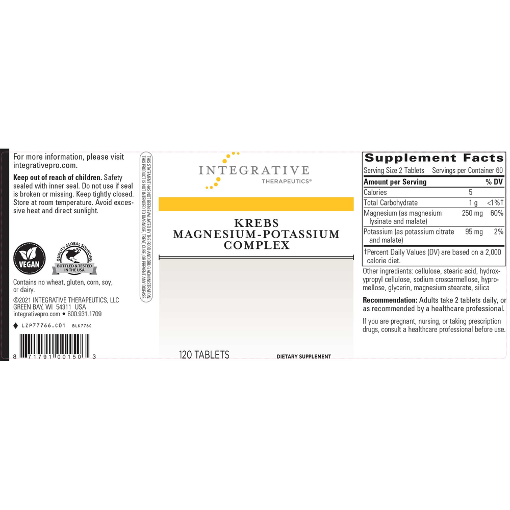 Krebs Magnesium-Potassium Complex, 120 Tablets