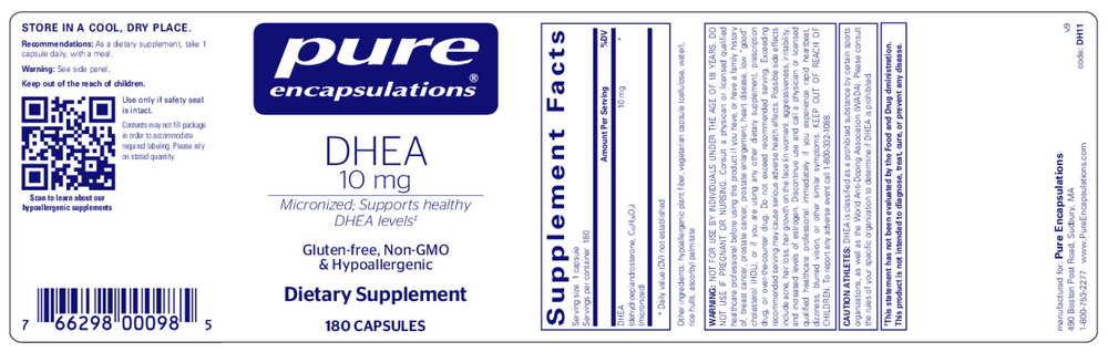 DHEA 10mg, 180 Capsules , Brand_Pure Encapsulations Form_Capsules Requires Consultation Size_180 Capsules