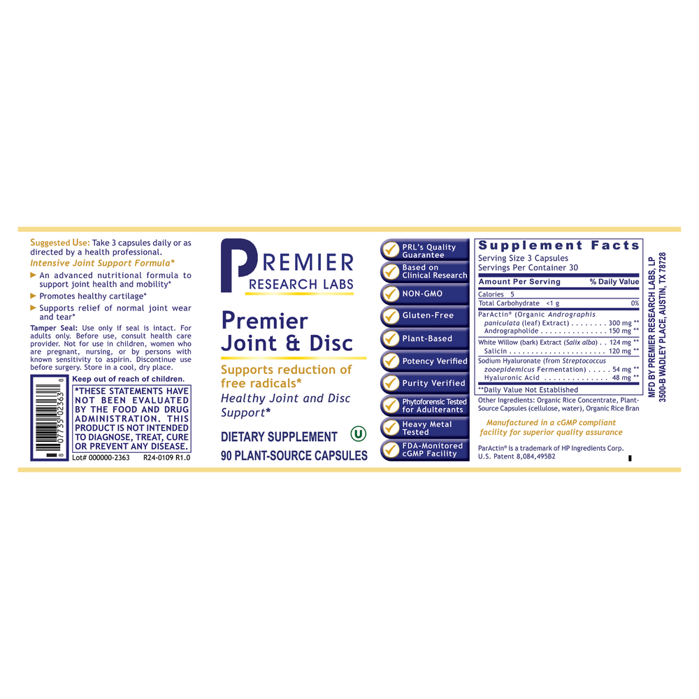Premier Joint & Disc, 90 Capsules , Brand_Premier Research Labs capsules Form_Capsules Requires Consultation Size_90 Capsules