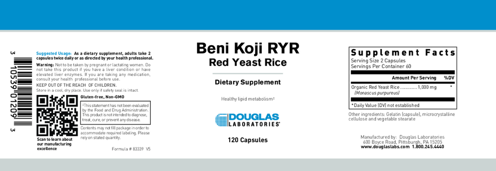 Douglas Laboratories Beni Koji RYR, 120 Capsules