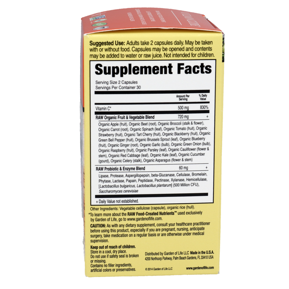 Vitamin Code Raw Vitamin C, 500 mg Whole Food Vitamin C with Bioflavonoids, 60 Vegan Capsules