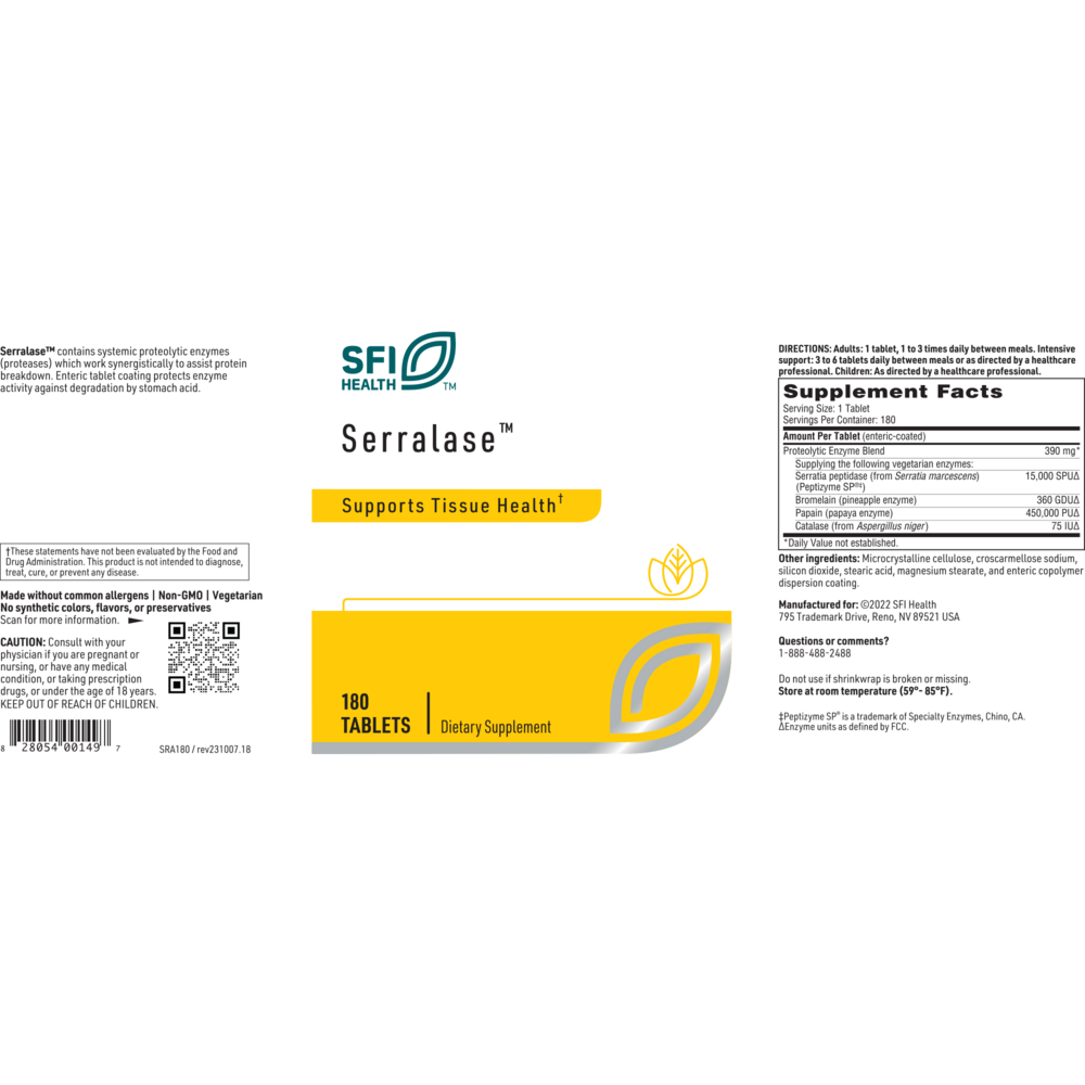 Serralase™, 180 Tablets