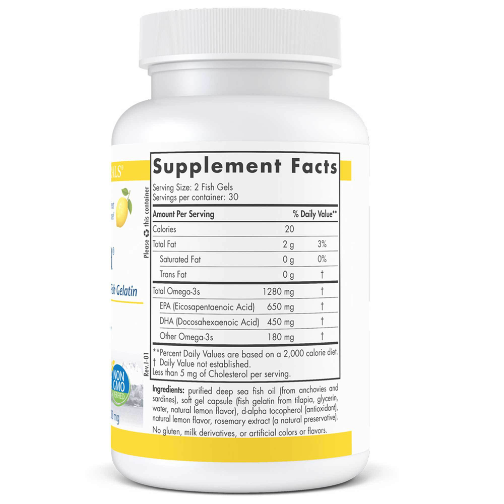 Nordic Naturals ProOmega in Fish Gelatin - back of bottle