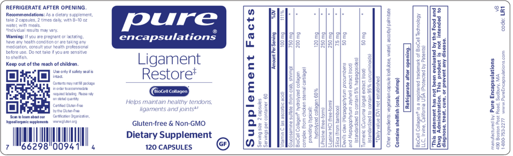 Ligament Restore, 120 Capsules , Brand_Pure Encapsulations caps Emersons