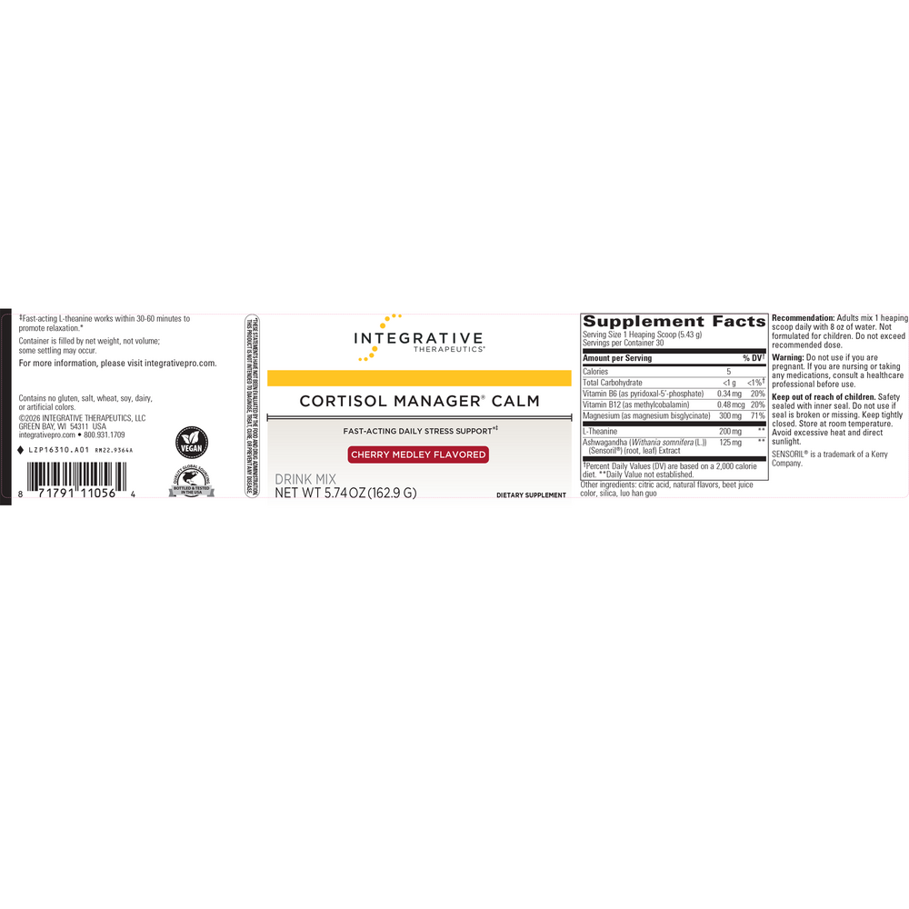 Cortisol Manager® Calm, Cherry Medley, 162.9 g