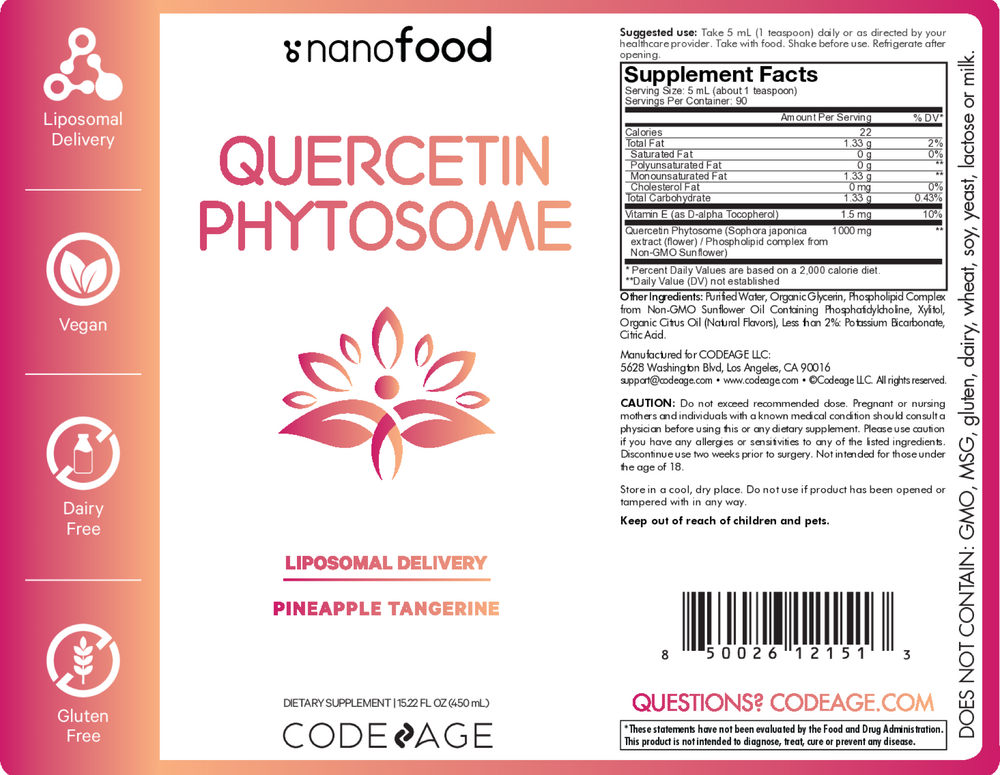 Nanofood Liquid Quercetin Phytosome, 450 mL Liquid