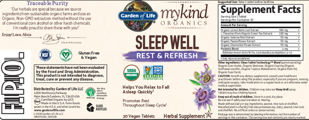 mykind Organics Herbal Sleep Well, 30 Tablets