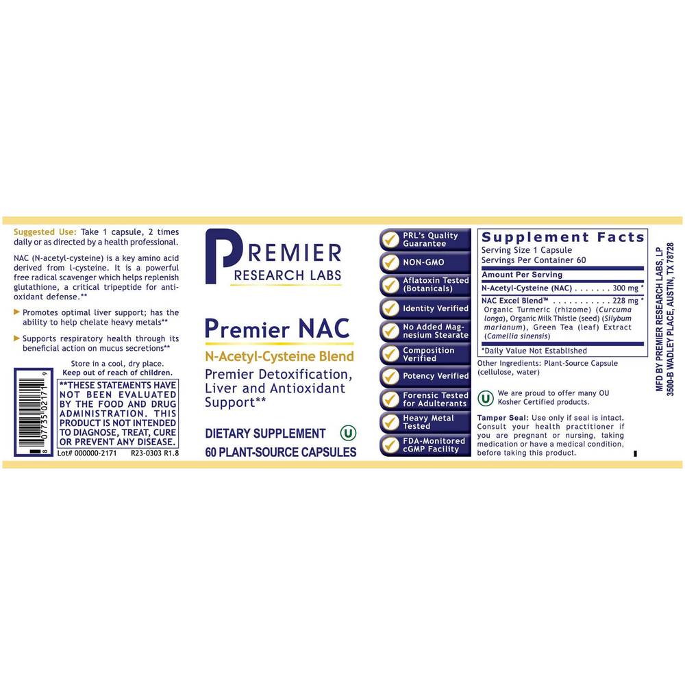 Premier NAC, 60 Capsules , Brand_Premier Research Labs capsules Form_Capsules Requires Consultation Size_60 Capsules
