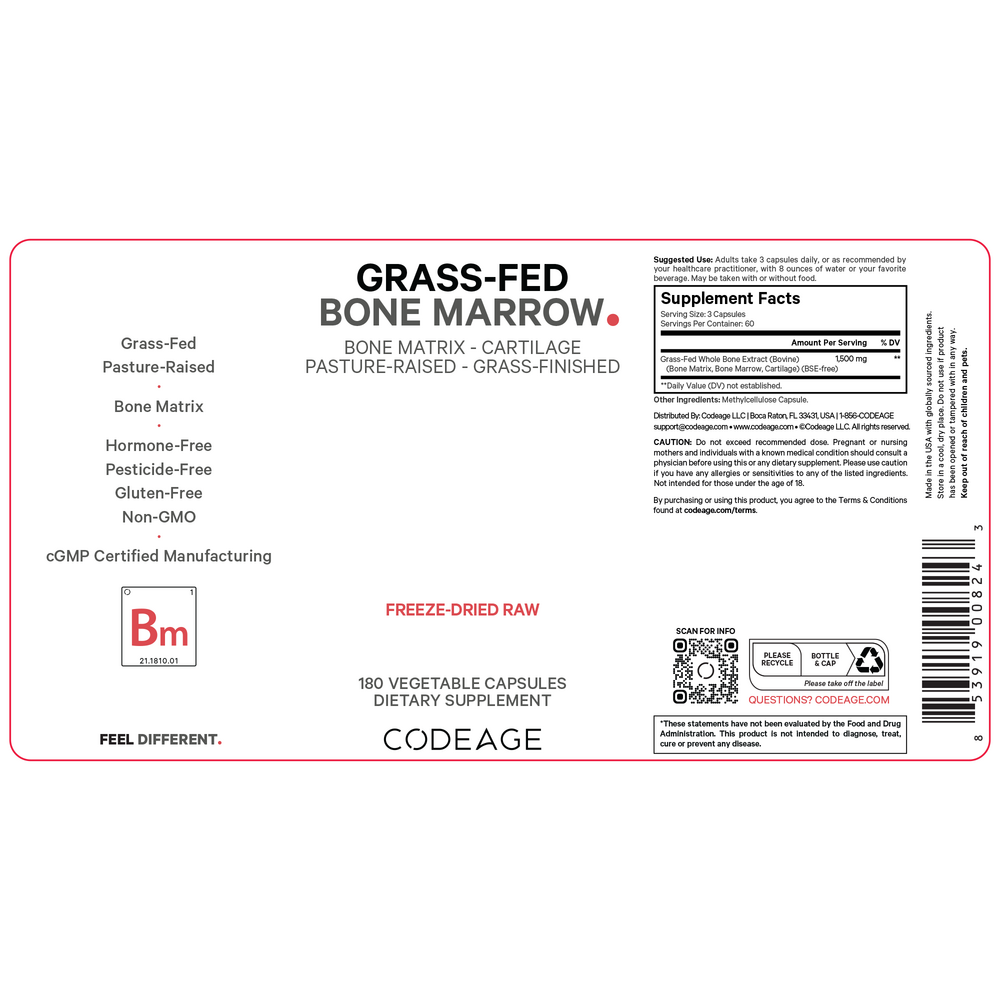 Grass-Fed Bone Marrow, 180 Capsules