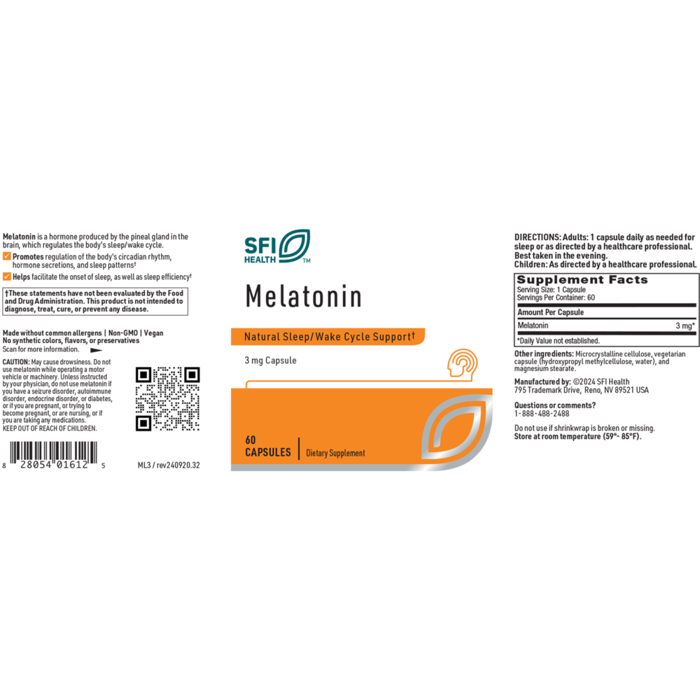 Melatonin (3 mg), 60 Capsules