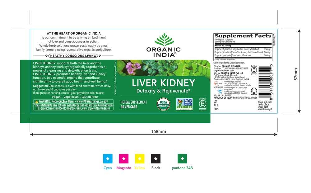Liver Kidney, 90 Vegetarian Capsules , Ayurveda Brand_Organic India Form_Capsules