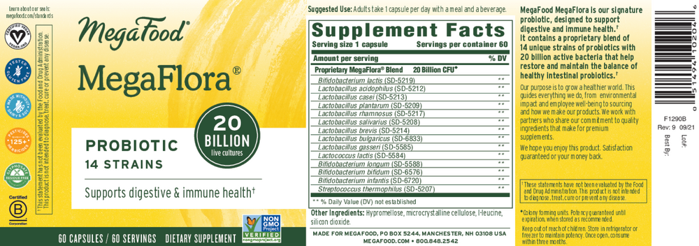 MegaFlora® Probiotic, 60 Capsules
