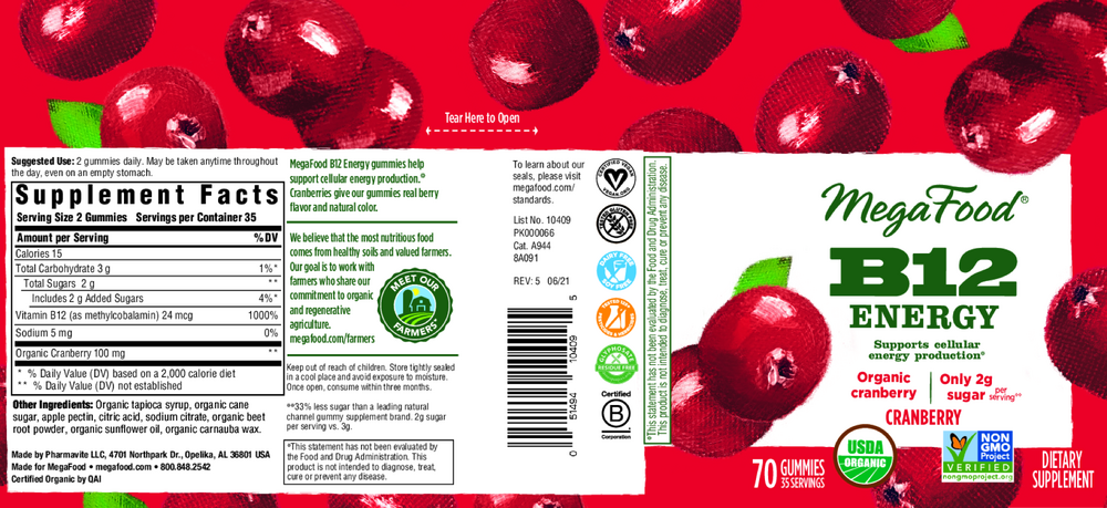 B12 Energy Gummies, Cranberry, 70 Gummies , Form_Gummies