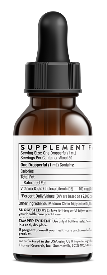 Vitamin D3 Liquid, 30 mL Liquid , Brand_Thorne Research Form_Liquid Size_30 mL