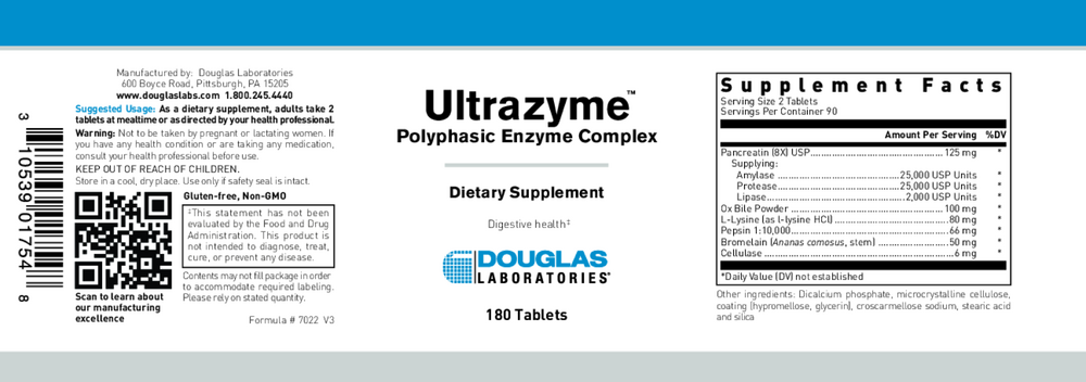 Ultrazyme, 180 Tablets