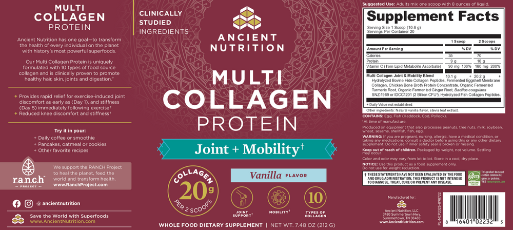 Ancient Nutrition Multi Collagen Protein Joint and Mobility - back