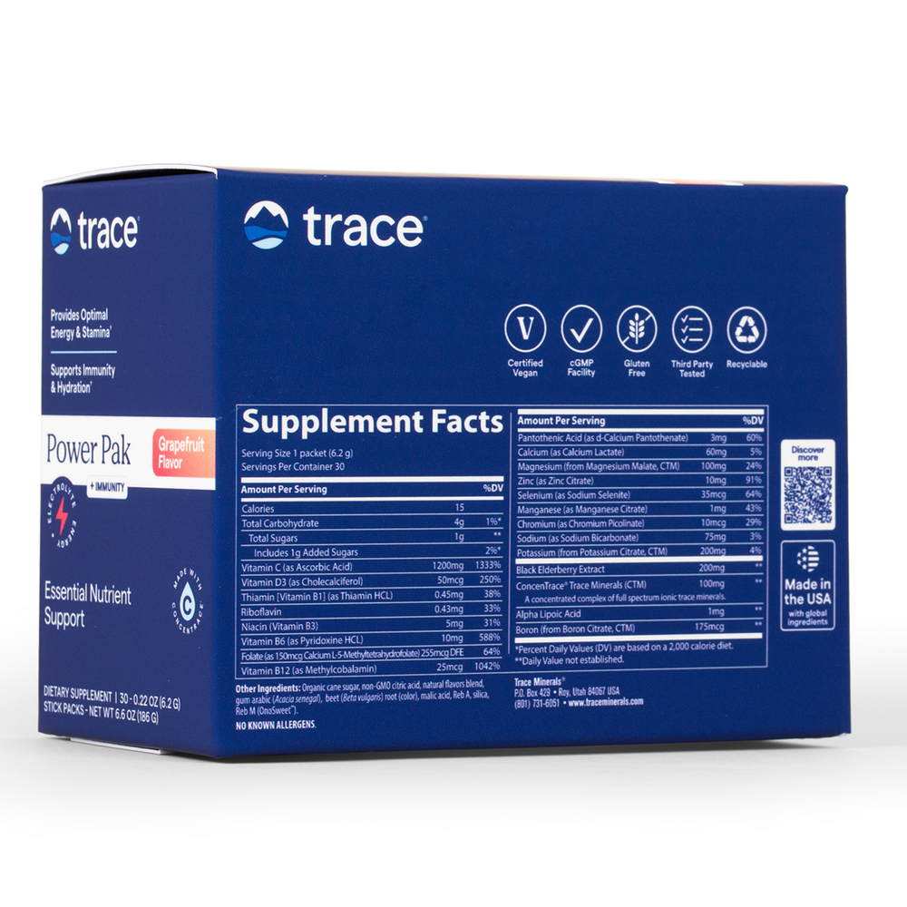 Power Pak - Immunity, Grapefruit, 30 Packets , Brand_Trace Minerals Form_Packets Size_30 Packets