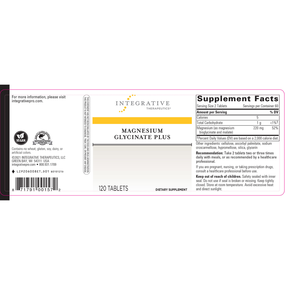 Magnesium Glycinate Plus, 120 Tablets