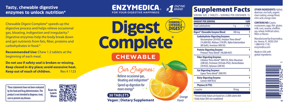 Digest Complete Chewable, 30 Capsules