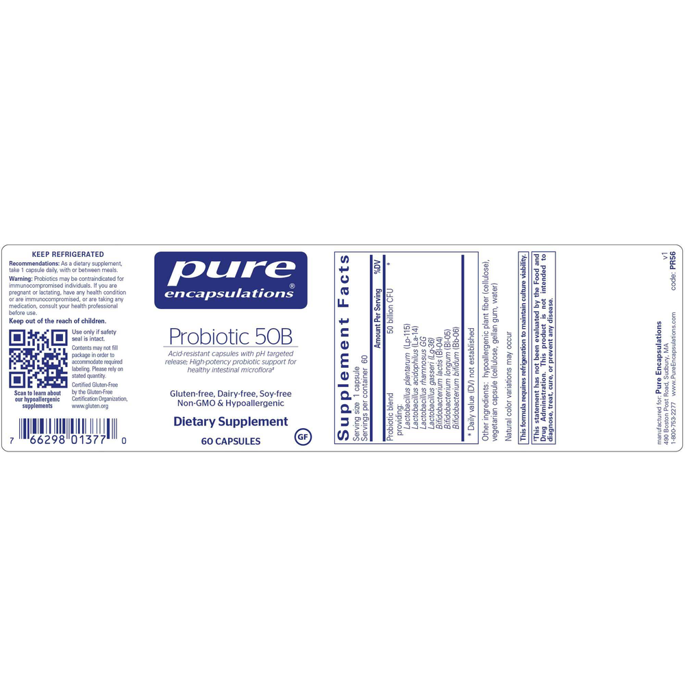 Probiotic 50B, 60 Capsules , Brand_Pure Encapsulations Form_Capsules Requires Consultation Size_60 Capsules