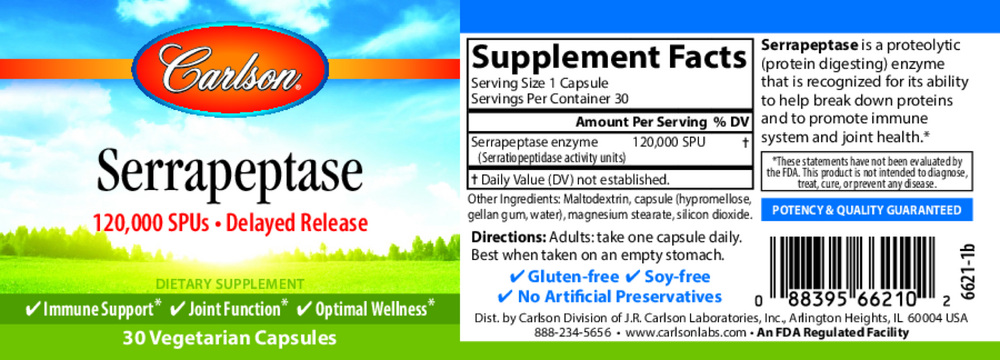 Serrapeptase, 30 Capsules