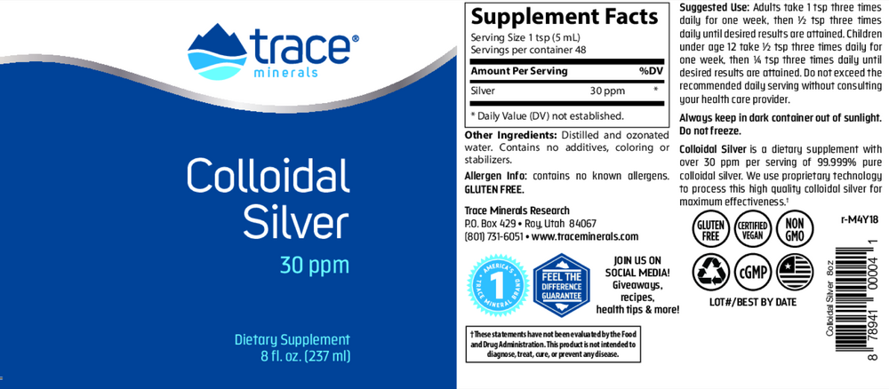 Colloidal Silver 30PPM, 237 mL Liquid