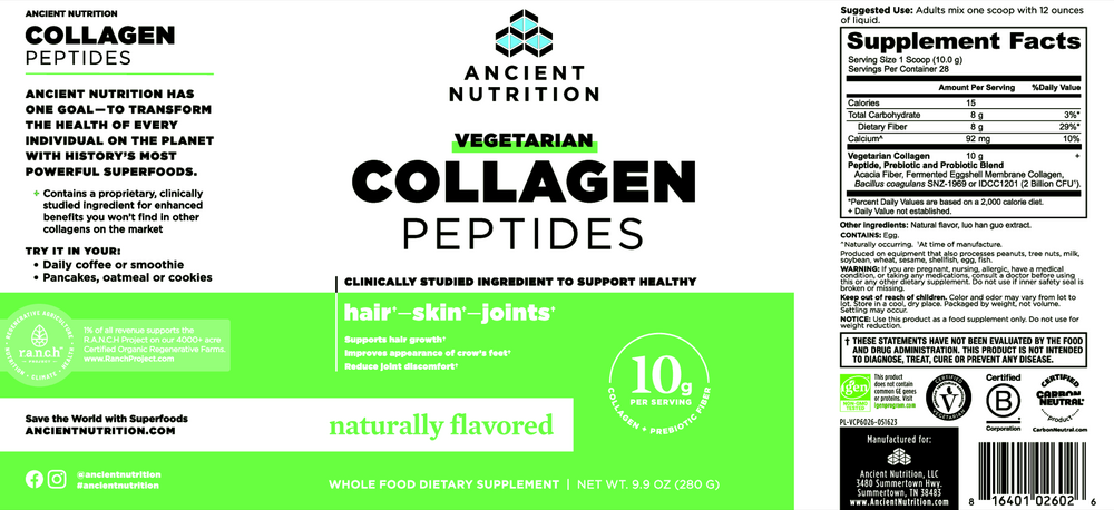 Ancient Nutrition Vegetarian Collagen Peptides Powder - back