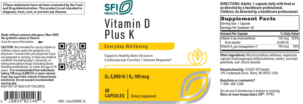 Vitamin D Plus K, 60 Capsules