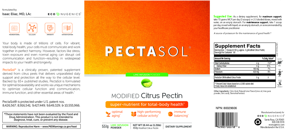 PectaSol® Modified Citrus Pectin, Lime Infusion, 551 g Powder