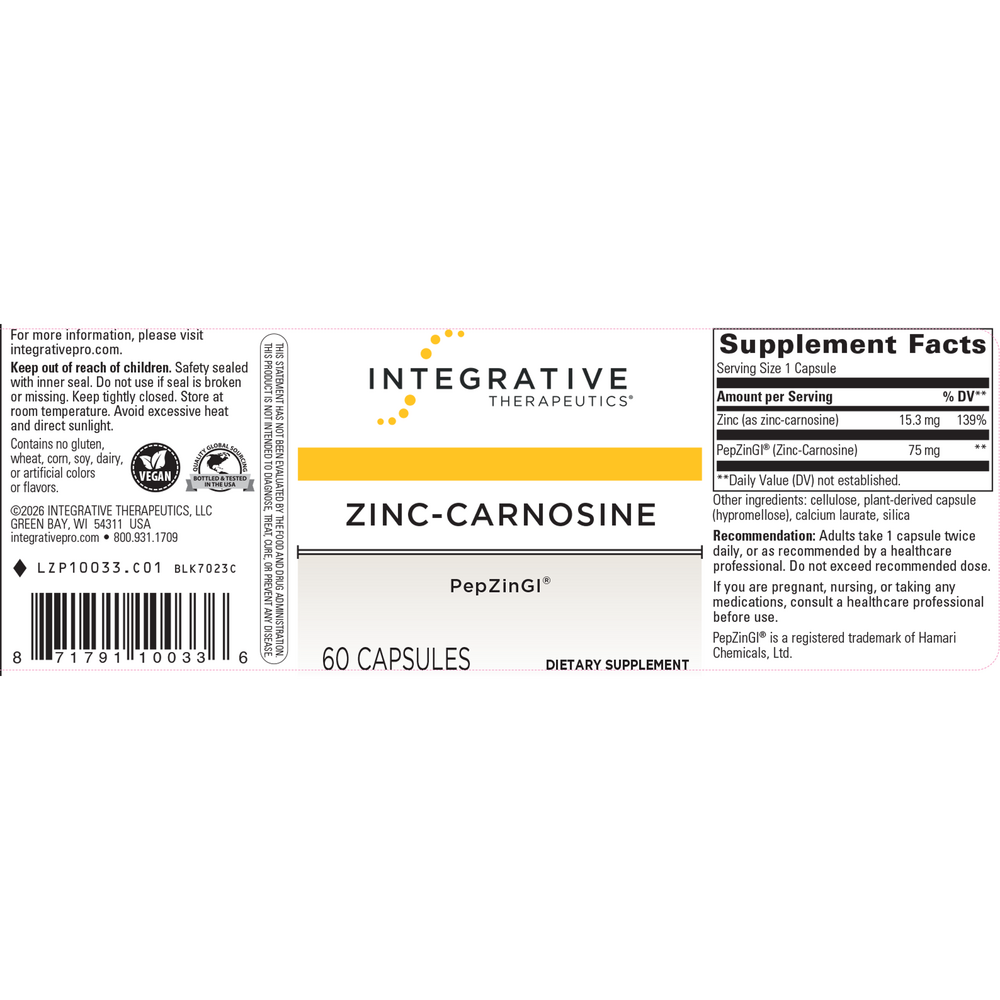 Zinc-Carnosine, 60 Capsules