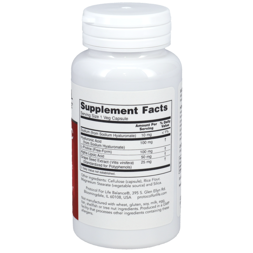 Hyaluronic Acid 100mg with Co-factors, 60 Capsules , Brand_Protocol for Life Balance capsules Form_Capsules Requires Consultation Size_60 Capsules