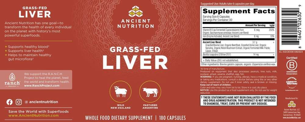 Ancient Nutrition Grass-Fed Liver - back