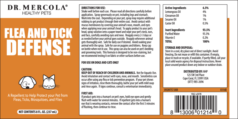 Natural Flea and Tick Defense, 8 oz
