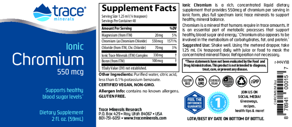 Liquid Ionic Chromium 550mcg, 59 mL Liquid