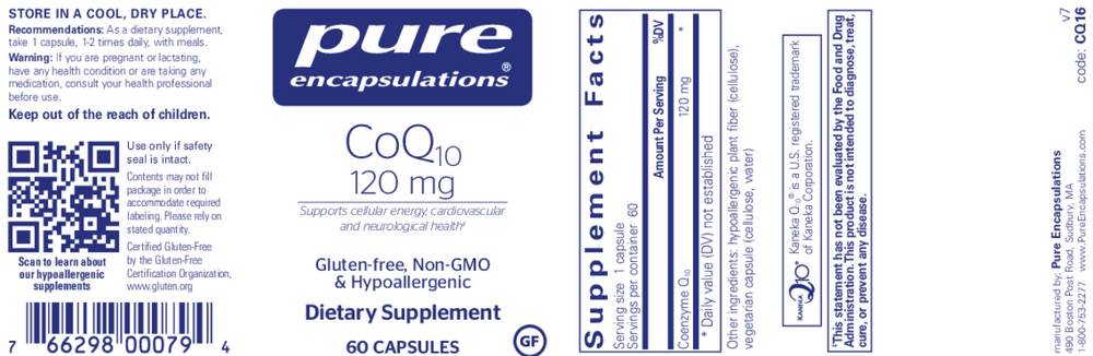 CoQ10 120mg, 60 Capsules , Brand_Pure Encapsulations Form_Capsules Requires Consultation Size_60 Capsules