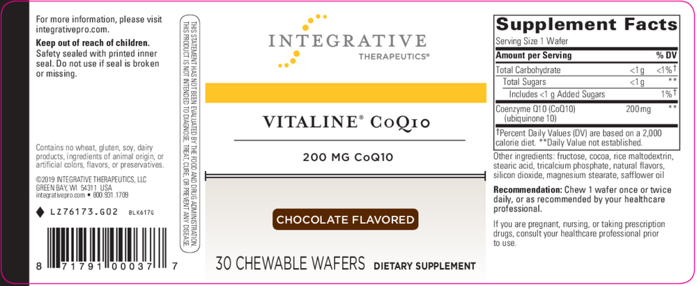 Vitaline CoQ10 200 mg Chewable Tablets, Chocolate, 30 Chewable Tablets