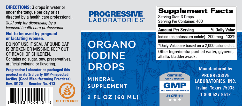 Organo Iodine Drops, 60 Milliliters , Brand_Progressive Labs Form_Liquid liquid Requires Consultation Size_60 Milliliters