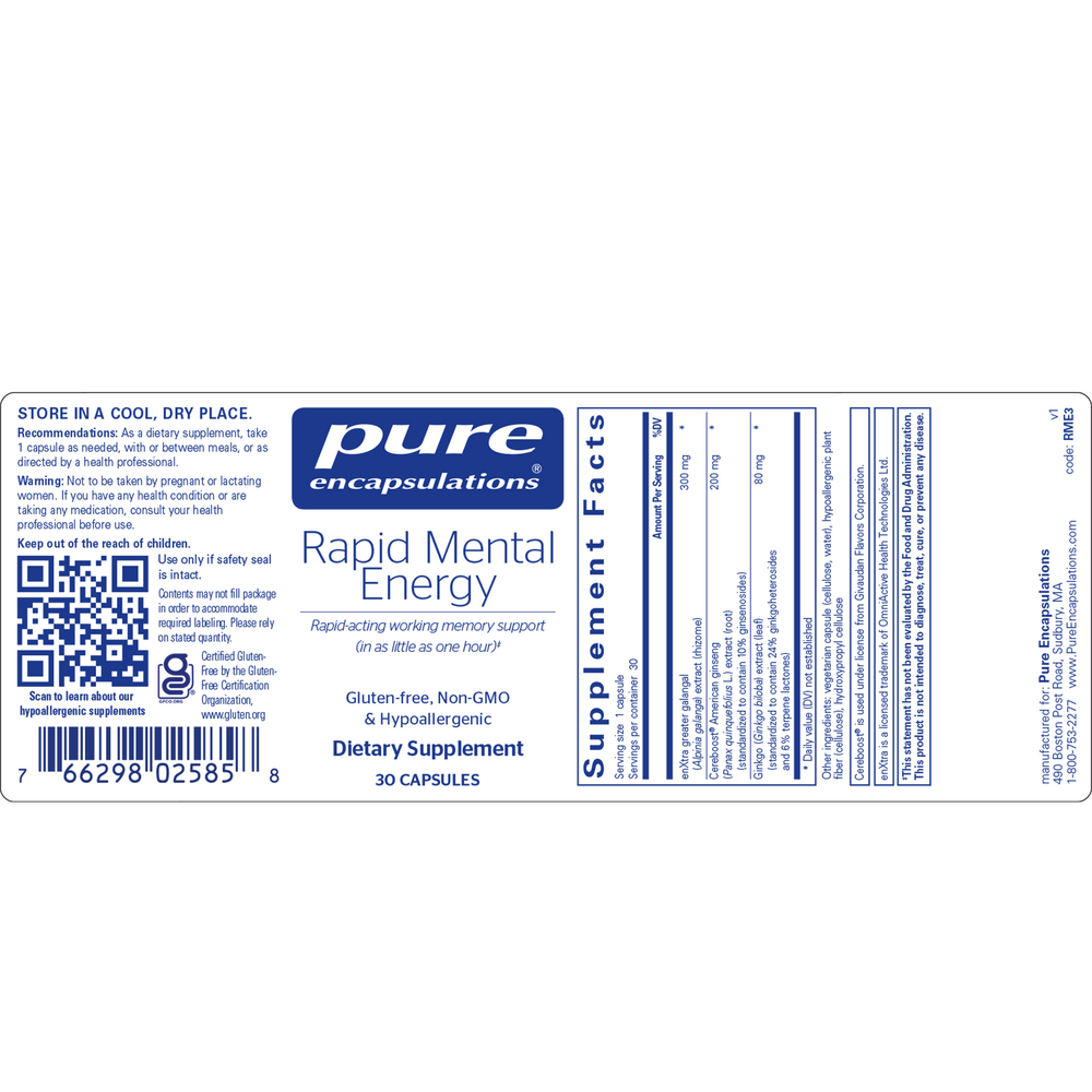 Rapid Mental Energy, 30 Capsules , Brand_Pure Encapsulations Form_Capsules Requires Consultation Size_30 Capsules